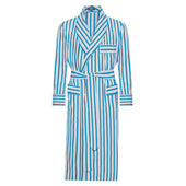 Stripe Poplin Dressing Gown in California Blue
