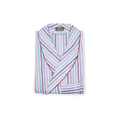 Stripe Linen Dressing Gown in White, Blue and Pink
