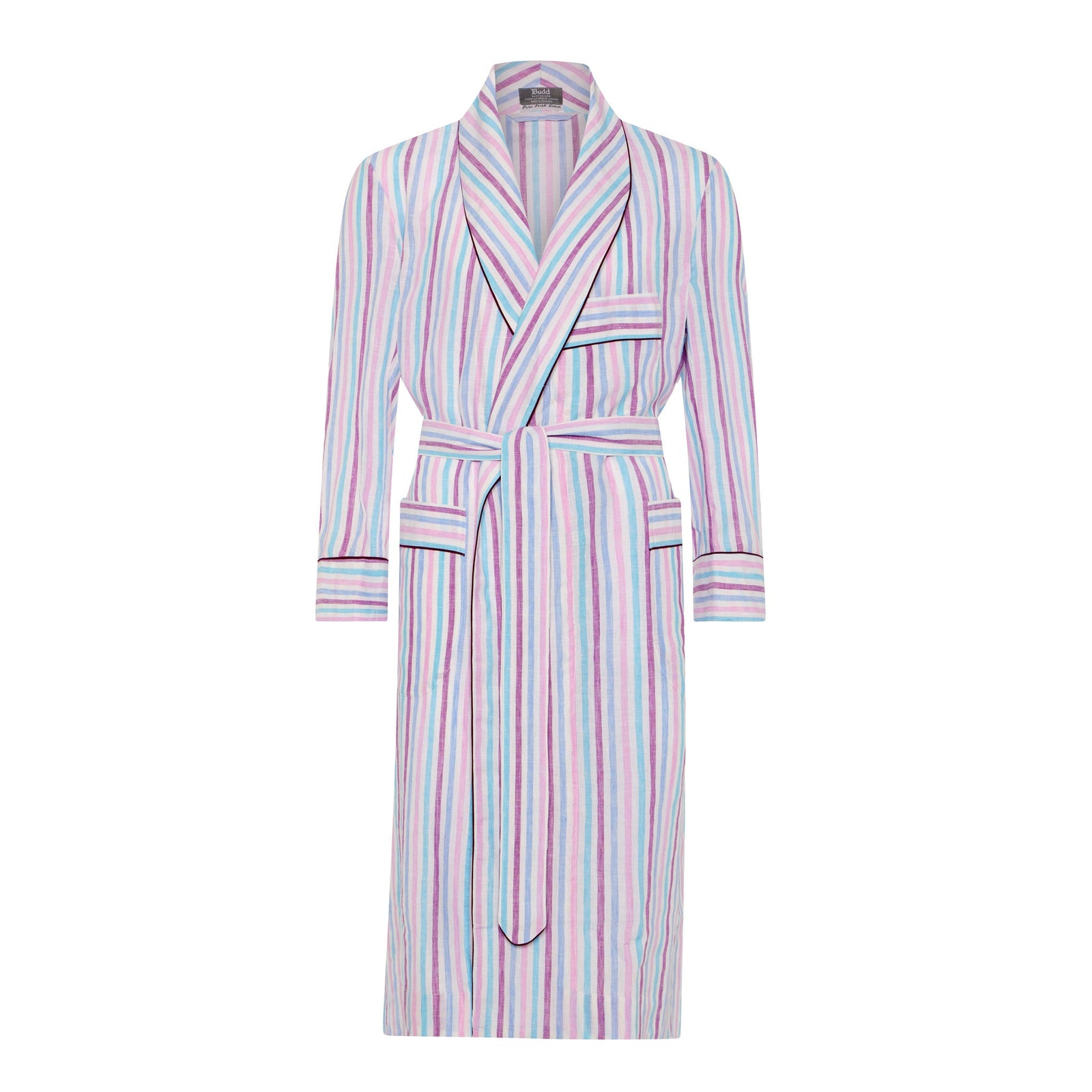 Stripe Linen Dressing Gown In And Pink