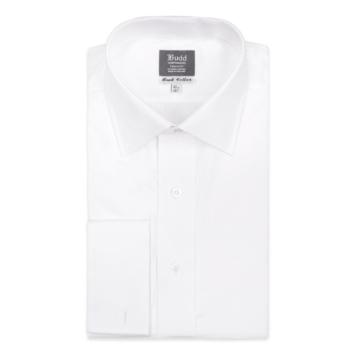 Tailored Fit Poplin Bank Collar Double Cuff Shirt In