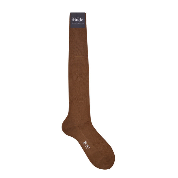 Piquet Cotton Long Socks In Cappuccino