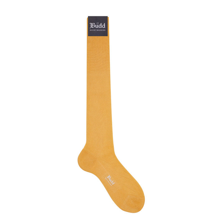 Piquet Cotton Long Socks In Lemon