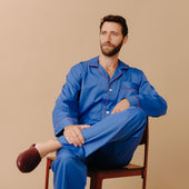 Men's Fine Twill Cotton Pyjamas in Royal Blue