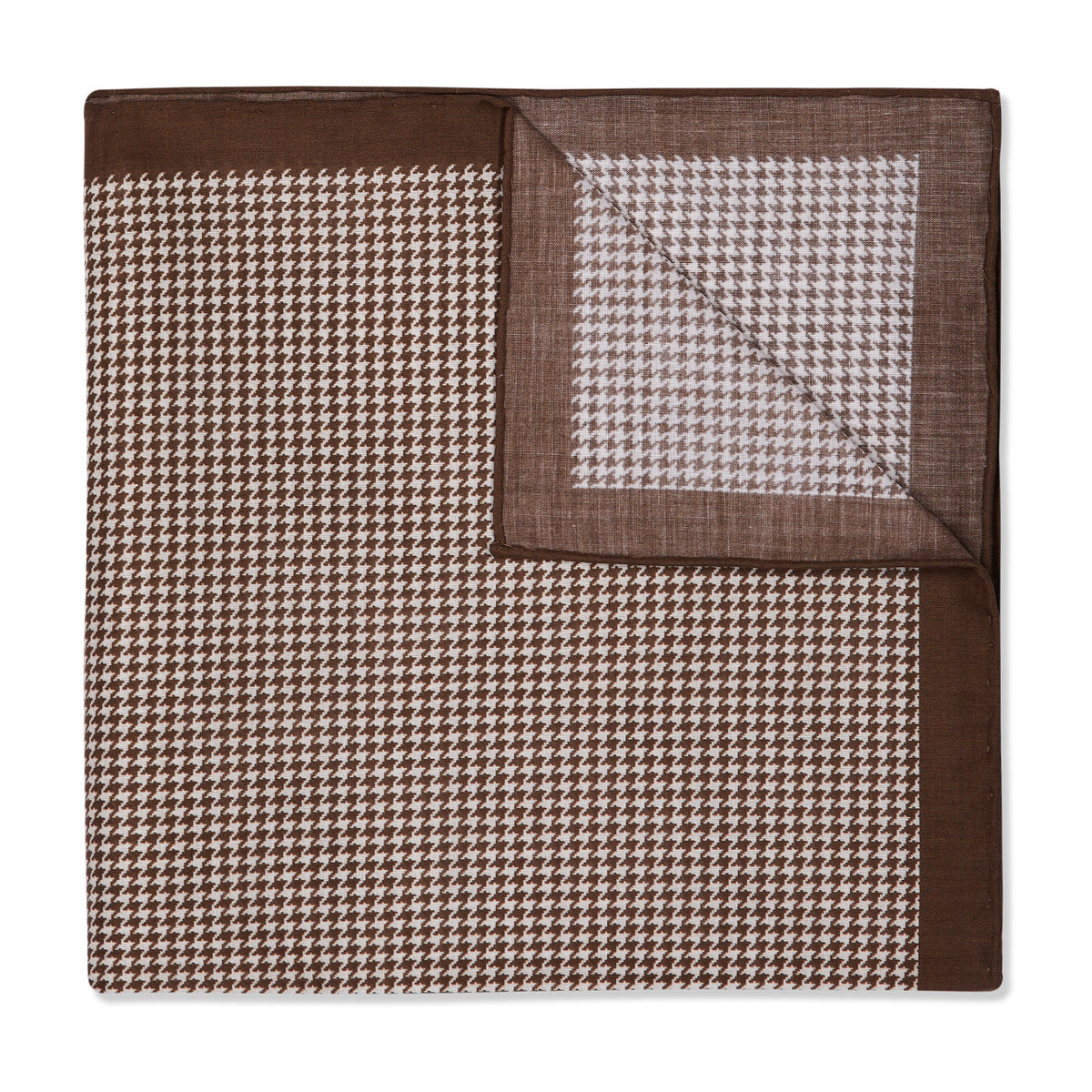 Houndstooth Cotton Lawn Neckerchief In Coffee