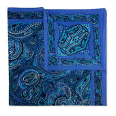 Italian Cotton Floral Paisley Handkerchief In Cornflower