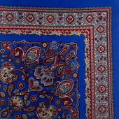 Italian Cotton Floral Paisley Handkerchief in Electric Blue