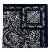 Italian Cotton Floral Paisley Handkerchief In Midnight