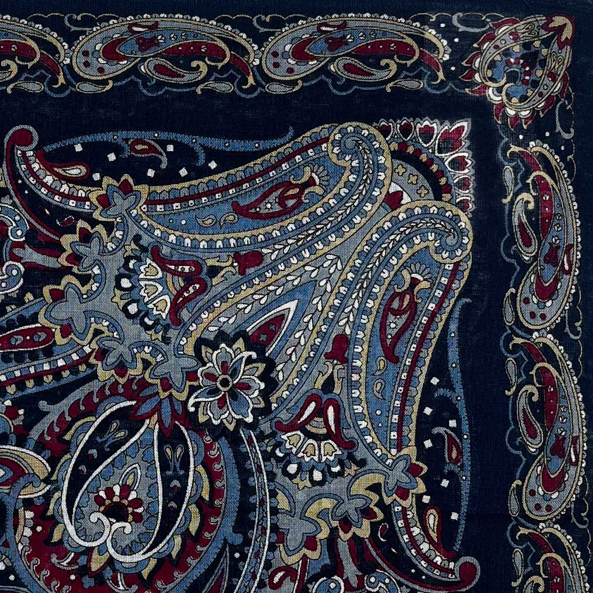 Italian Cotton Floral Paisley Handkerchief In