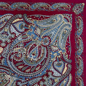 Italian Cotton Floral Paisley Handkerchief in Wine