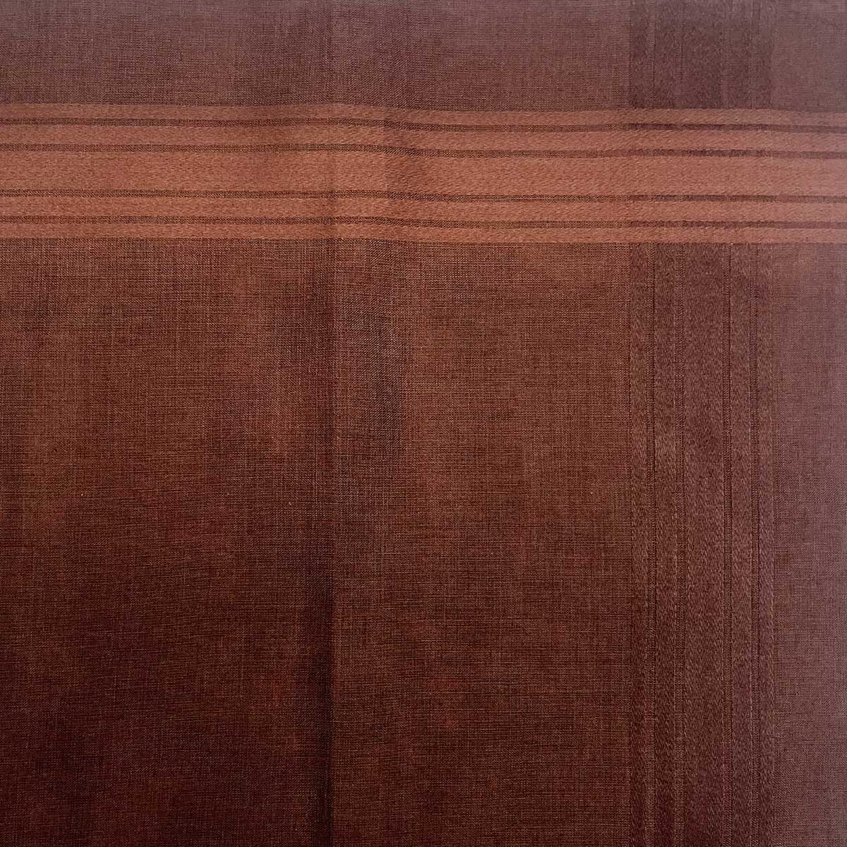 Italian Cotton Satin Border Bandana Handkerchief In Umber Brown