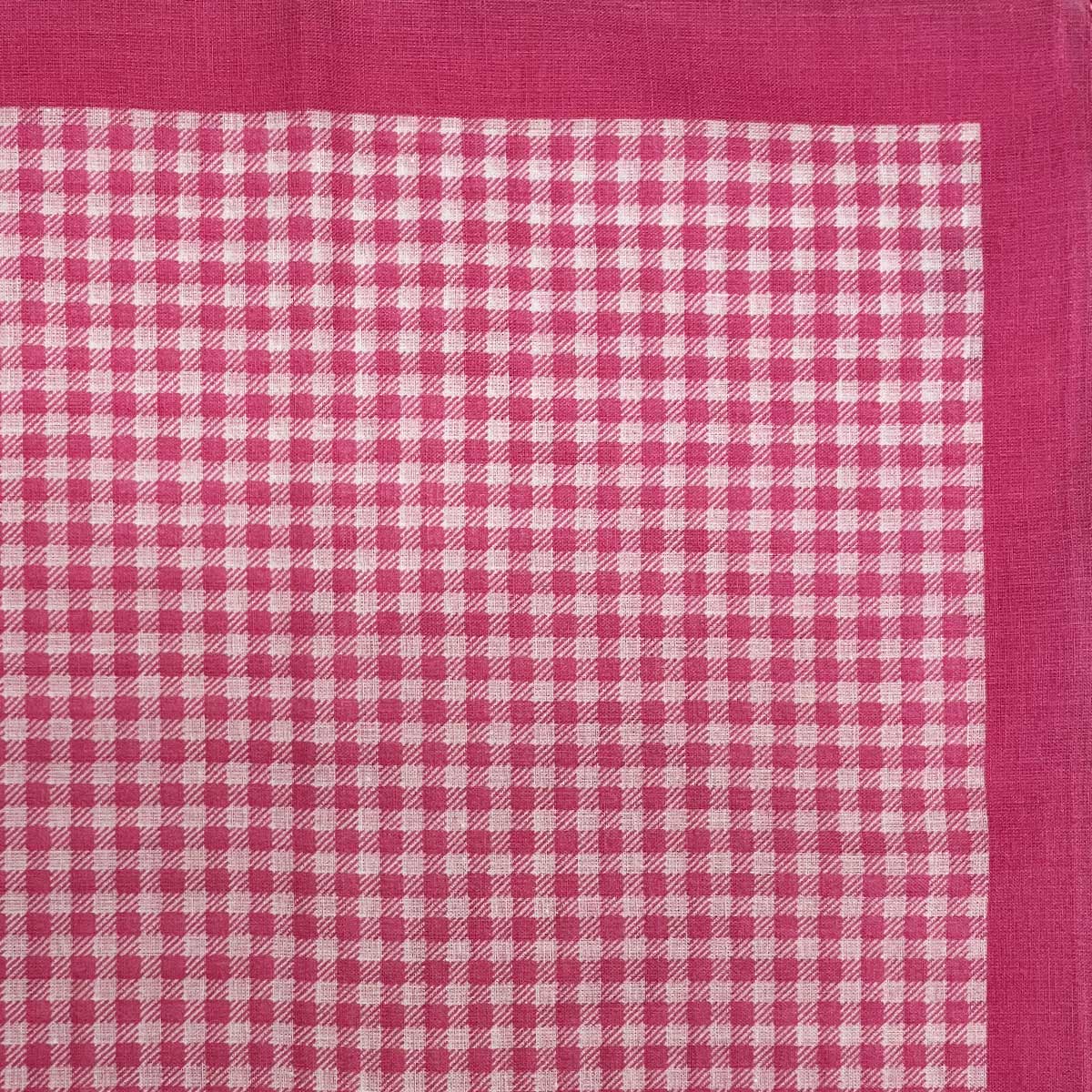 Italian Cotton Large Gingham Handkerchief In Bubblegum