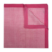Italian Cotton Large Gingham Handkerchief In Bubblegum