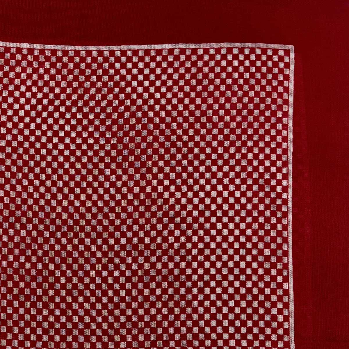 Italian Cotton Dice Check Handkerchief In Red