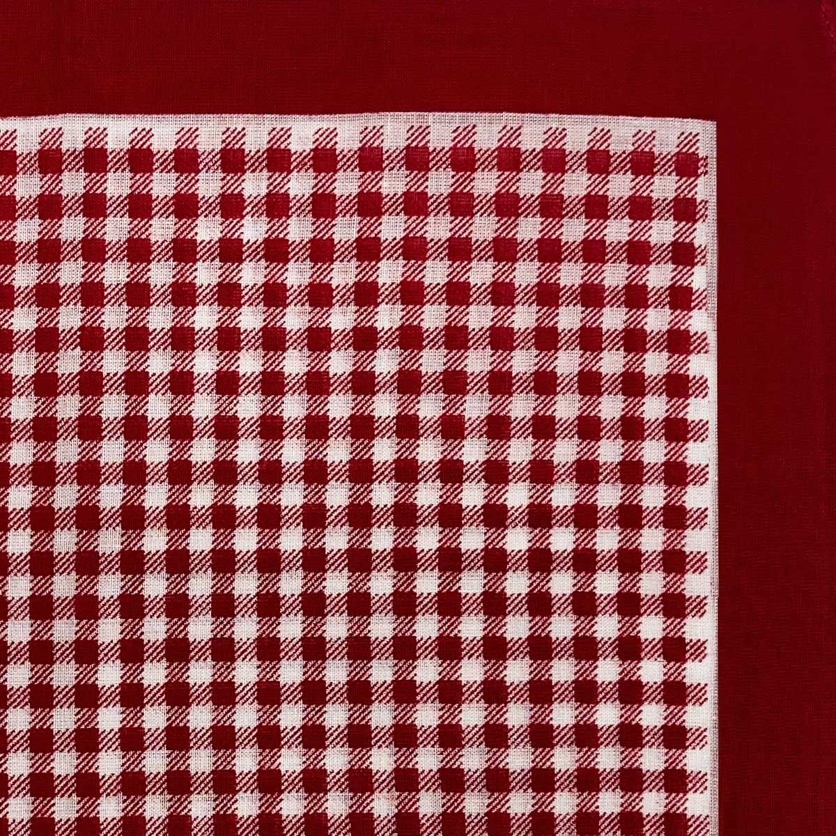 Italian Cotton Gingham Check Handkerchief In Red