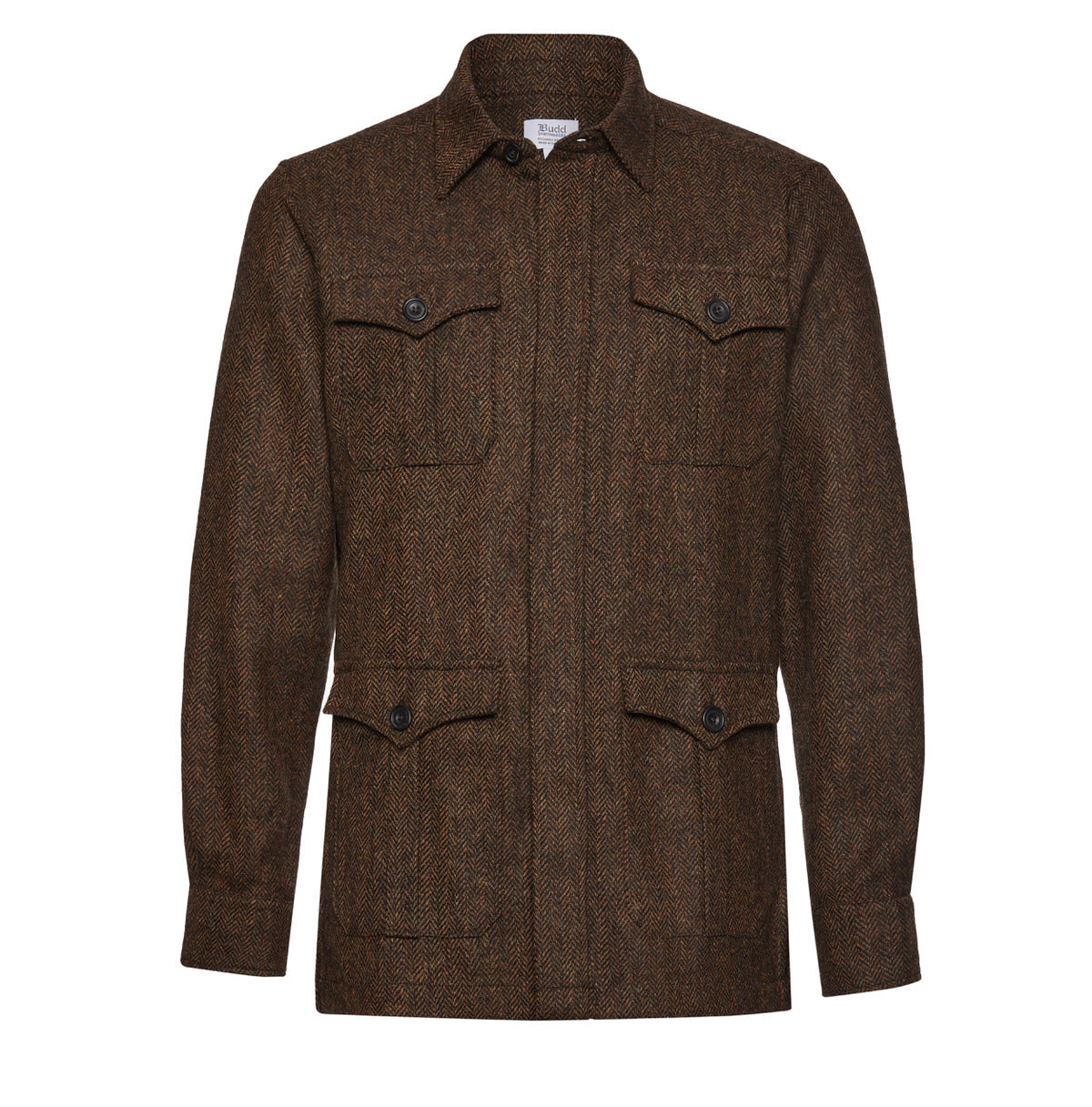 Herringbone Tweed Safari Jacket In Ashdown
