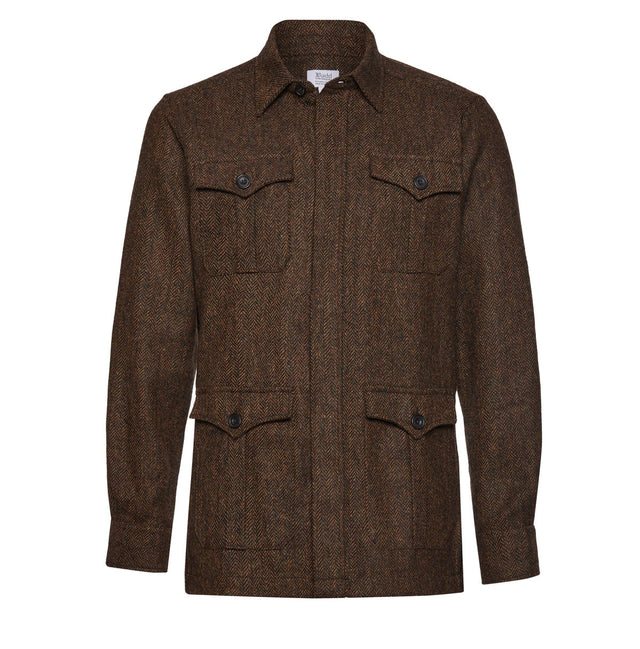 Herringbone Tweed Safari Jacket in Ashdown