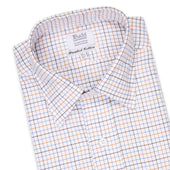 Classic Fit Flanello Brushed Cotton Check Shirt In And Orange