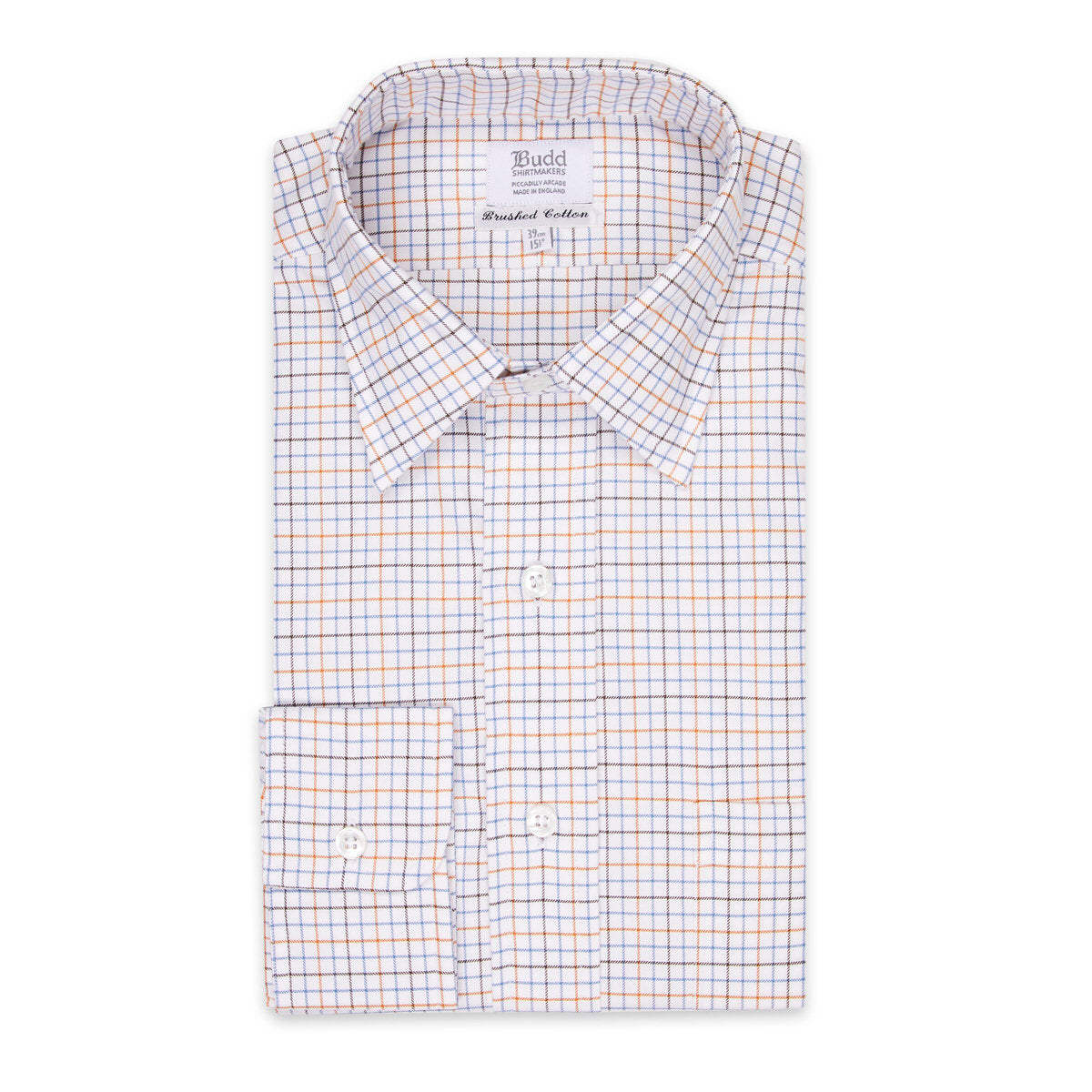 Classic Fit Flanello Brushed Cotton Check Shirt In And Orange