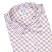 Classic Fit Flanello Brushed Cotton Check Shirt In Red And Navy