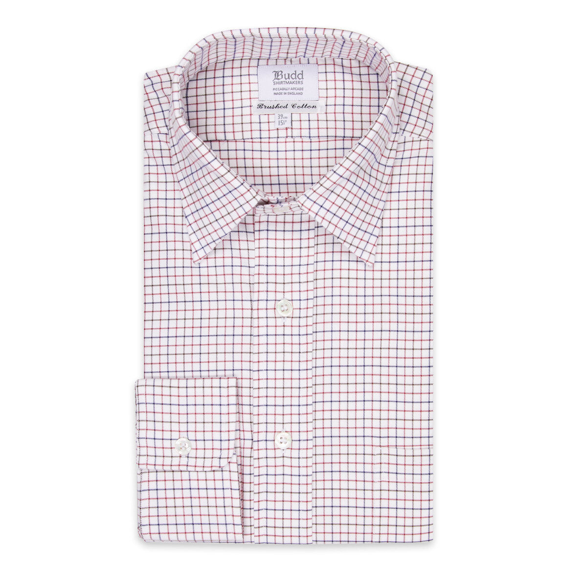 Classic Fit Flanello Brushed Cotton Check Shirt In Red And Navy