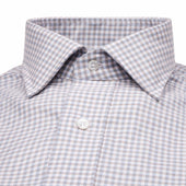 Tailored Fit Flanello Brushed Cotton Gingham Shirt In And Coffee