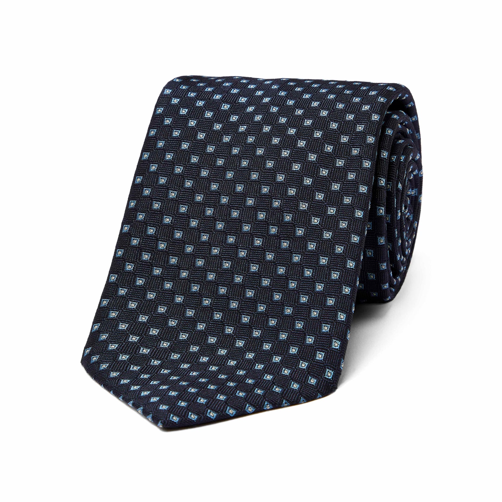 Fine Diamond Jacquard Silk Tie In And Sky Blue