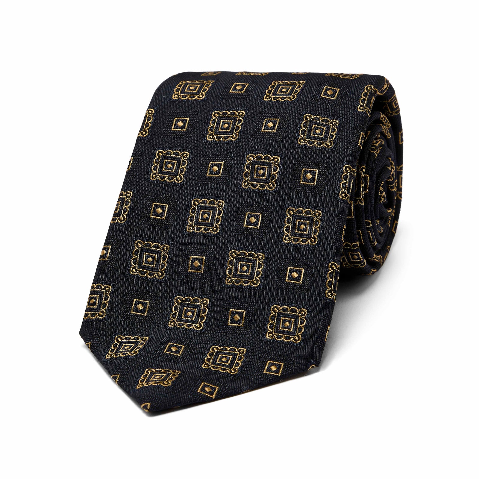 Deco Motif Jacquard Silk Tie In