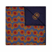 Abstract Target Motif Silk Pocket Square in Navy