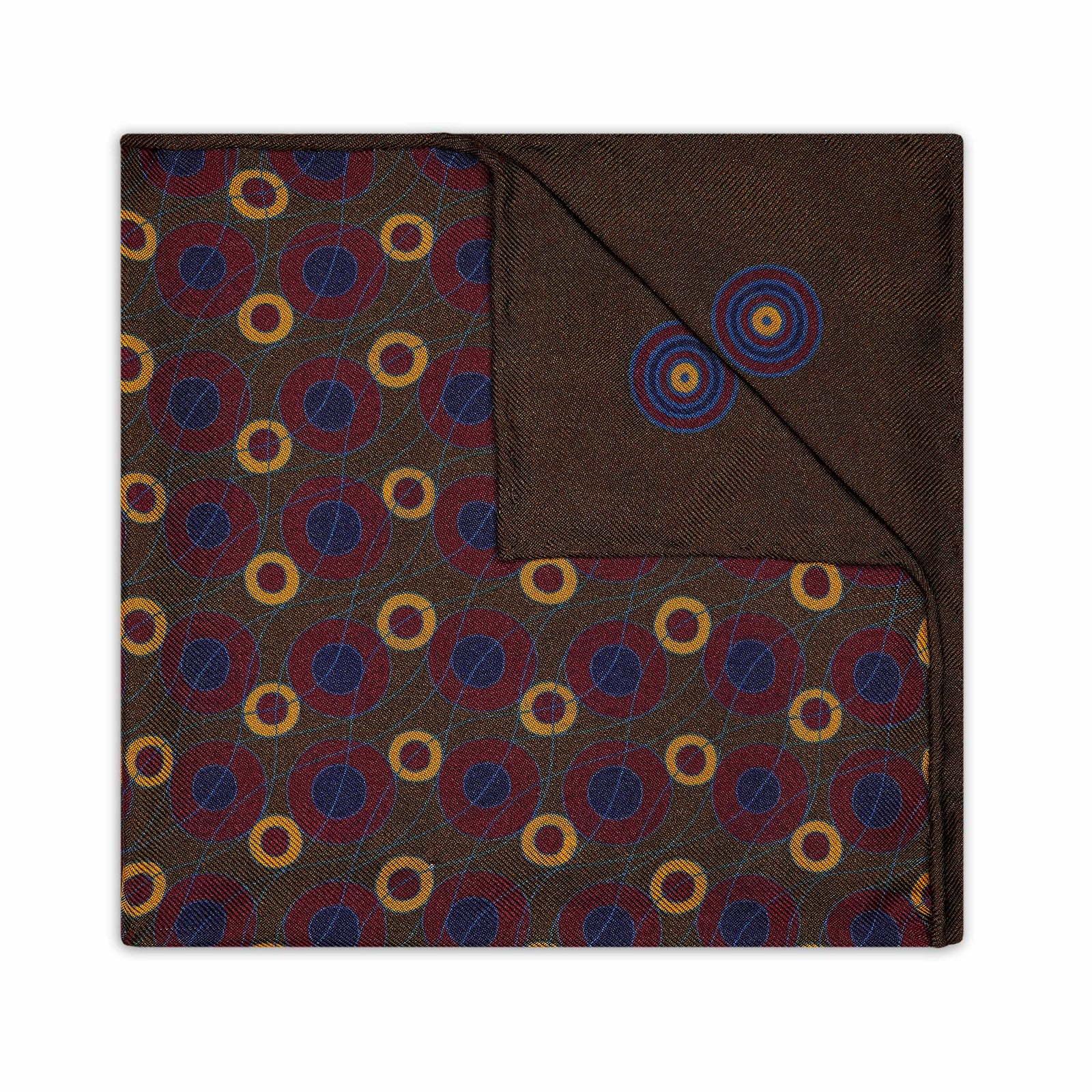 Abstract Target Motif Silk Pocket Square In Sable