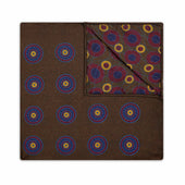 Abstract Target Motif Silk Pocket Square In Sable