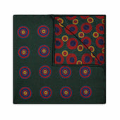 Abstract Target Motif Silk Pocket Square In Yew