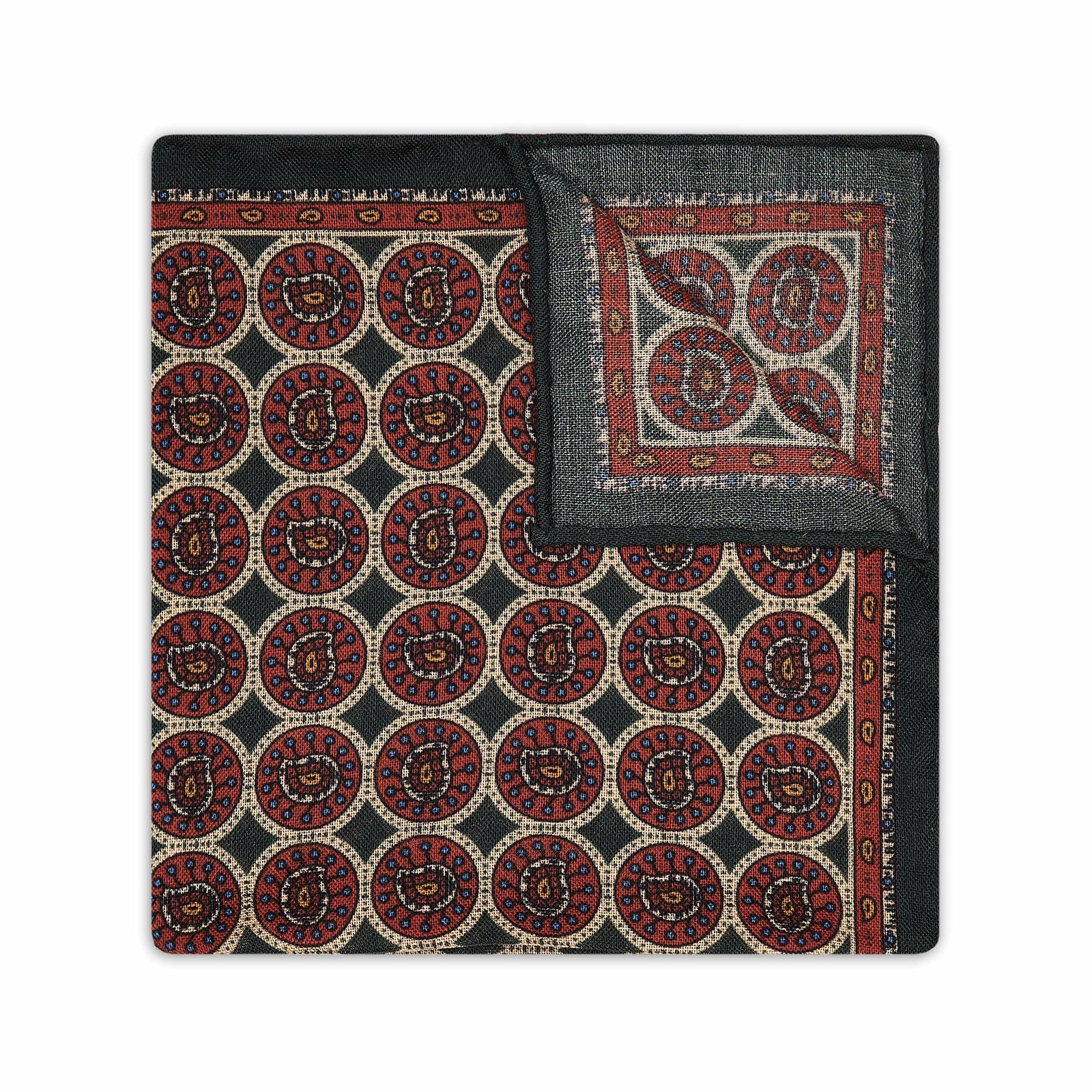 Feather Tablet Silk And Wool Pocket Square In Yew