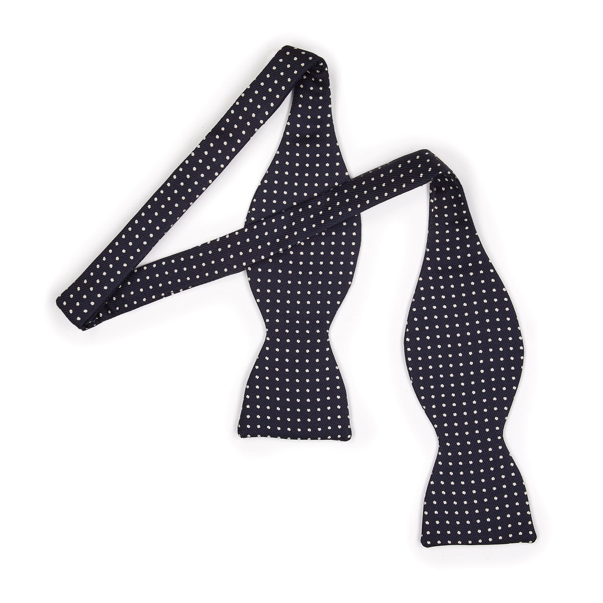 Mini Polka Dot Silk Adjustable Bow Tie In And White