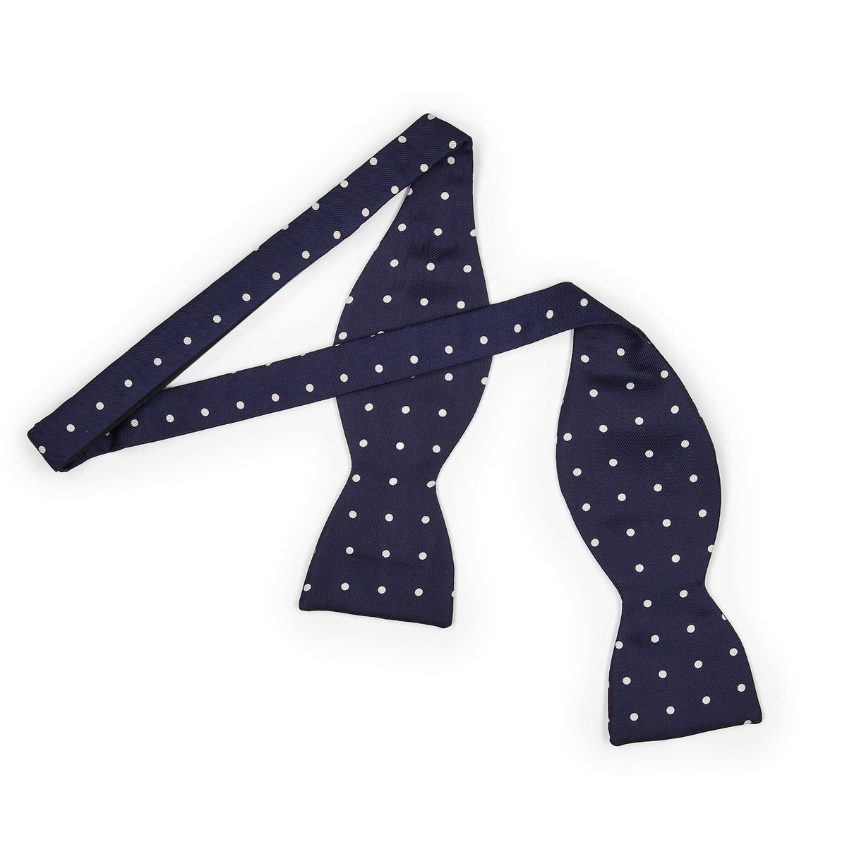 Polka Dot Silk Adjustable Bow Tie In And White