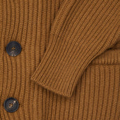 Huntley Cashmere Shawl Neck Ribbed Cardigan In Vintage Vicuna