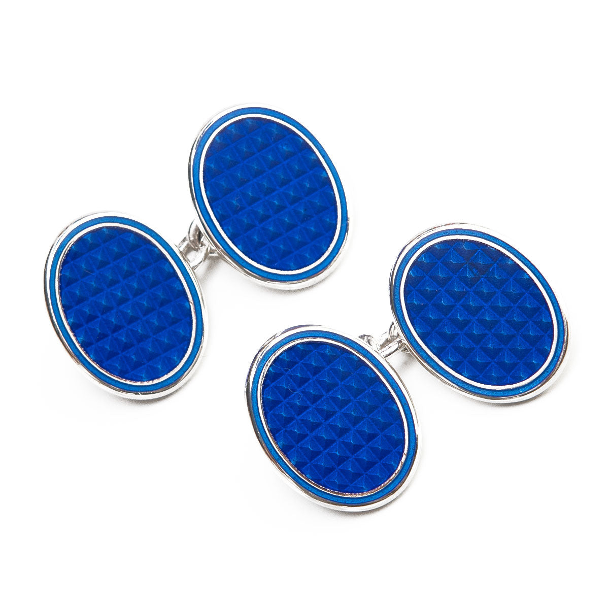 Sterling Engine Turned Enamel Cufflinks In