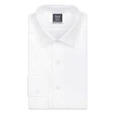 Tailored Fit Poplin Bank Collar Button Cuff Shirt in White