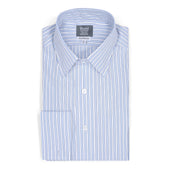 Tailored Fit Exclusive Budd Stripe Double Cuff Shirt in Sky Blue