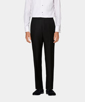 Black Slim Leg Straight Tuxedo Trousers