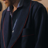 Pure Cashmere Dressing Gown in Navy and Wine