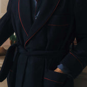 Pure Cashmere Dressing Gown in Navy and Wine