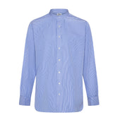 Classic Fit Stripe Poplin Formal Neckband Shirt In