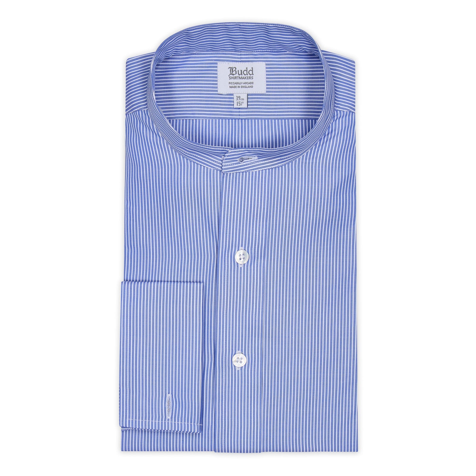 Classic Fit Stripe Poplin Formal Neckband Shirt In