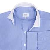 Classic Fit Stripe Poplin Formal Neckband Shirt In