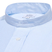 Classic Fit Stripe Poplin Formal Neckband Shirt In