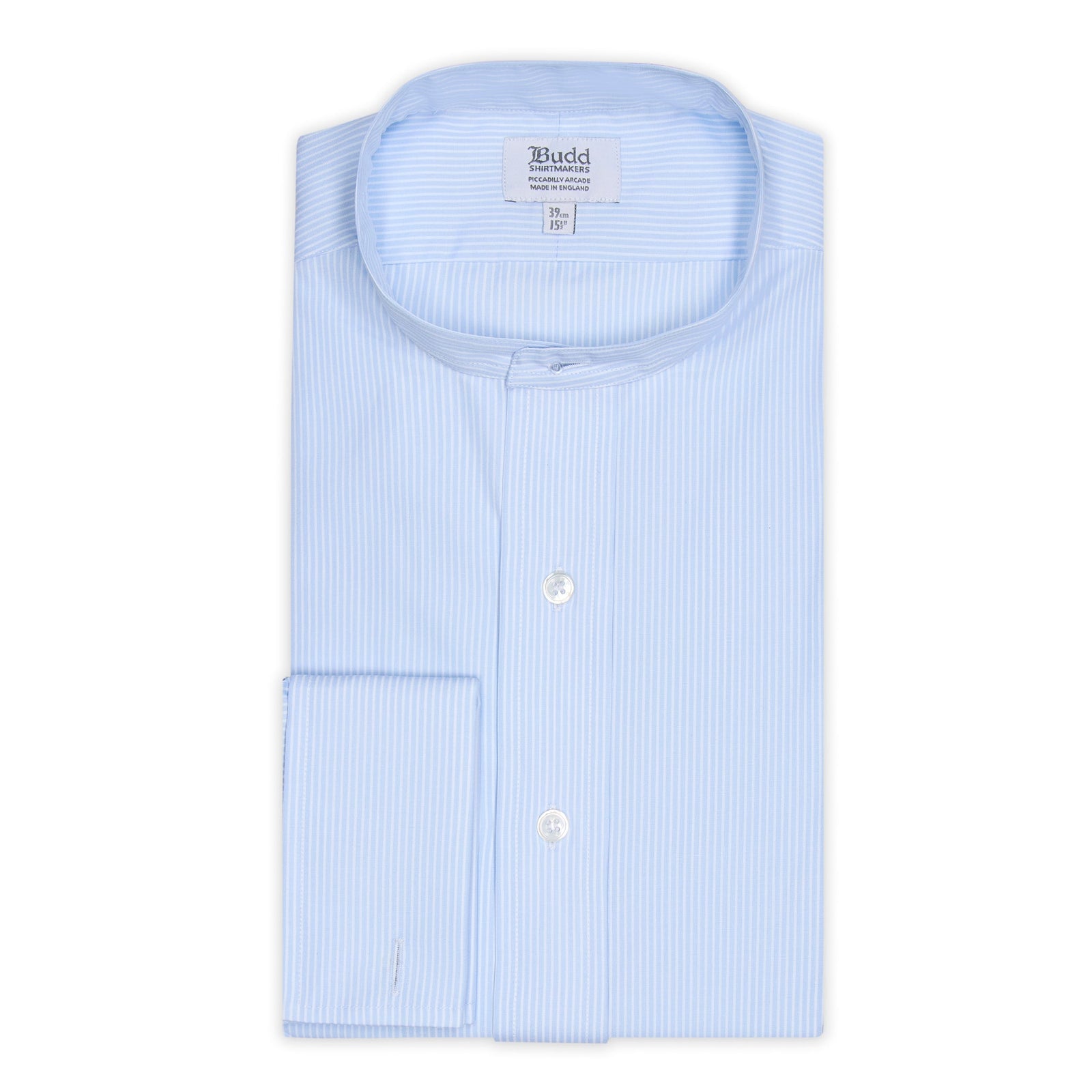 Classic Fit Stripe Poplin Formal Neckband Shirt In