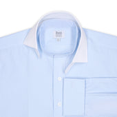 Classic Fit Stripe Poplin Formal Neckband Shirt In
