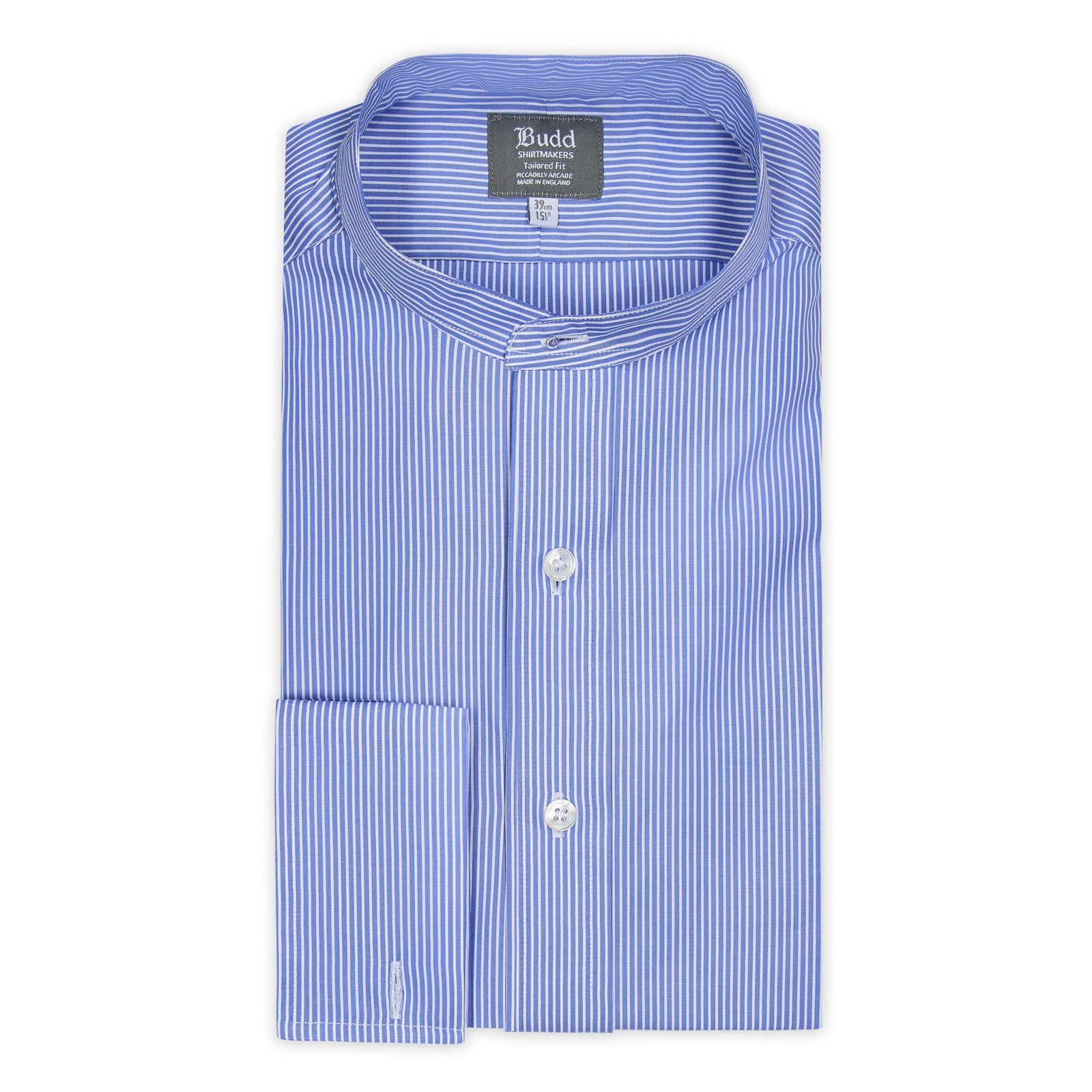 Tailored Fit Stripe Poplin Formal Neckband Shirt In