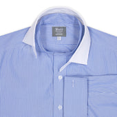 Tailored Fit Stripe Poplin Formal Neckband Shirt In