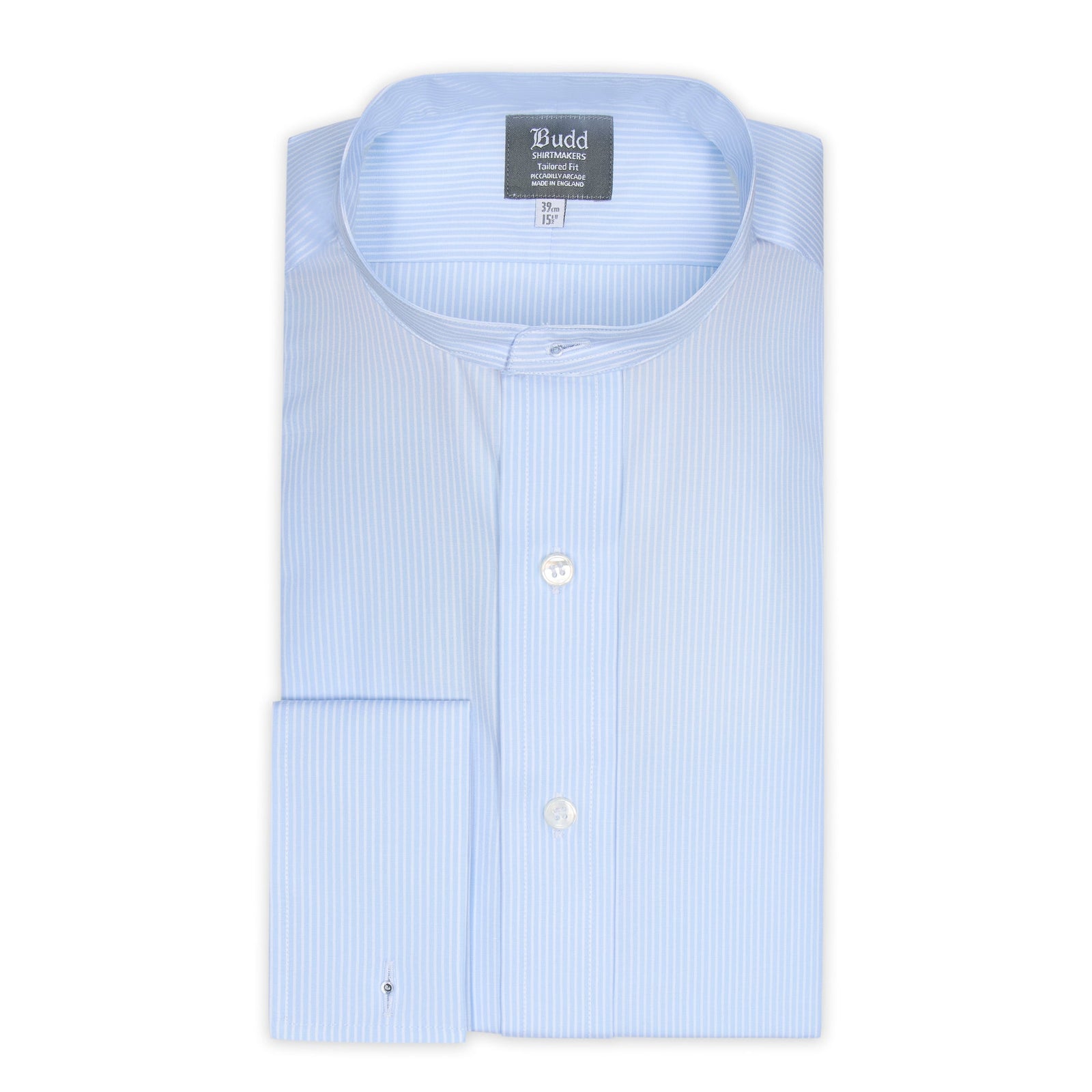 Tailored Fit Stripe Poplin Formal Neckband Shirt In